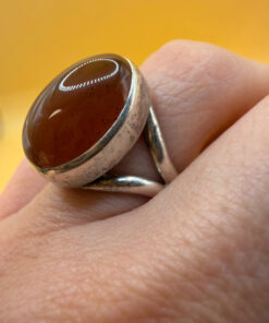 Natural Brown Agate Ring 925 Sterling Silver Ring Uk K
