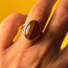 Natural Brown Agate Ring 925 Sterling Silver Ring Uk K