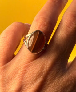 Natural Brown Agate Ring 925 Sterling Silver Ring Uk K