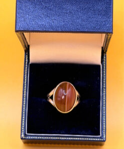 Natural Brown Agate Ring 925 Sterling Silver Ring Uk K