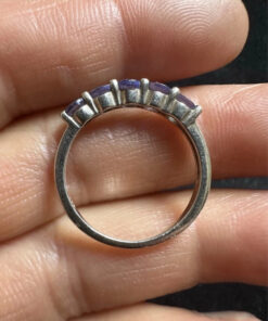 Vintage Sterling Silver Five Tanzanites Ring -UK Size P