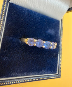 Vintage Sterling Silver Five Tanzanites Ring -UK Size P