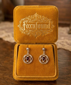 Vintage Sterling Silver heart Garnet 4 Leaf Clove Drop Earrings