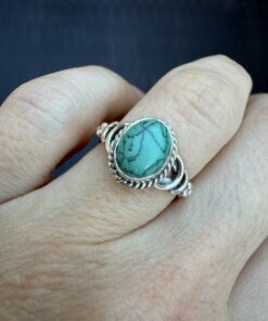 Sterling Silver Turquoise Stone Ring Size L