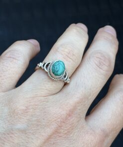 Sterling Silver Turquoise Stone Ring Size L