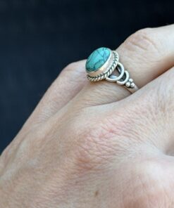 Sterling Silver Turquoise Stone Ring Size L