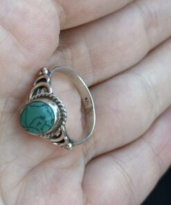Sterling Silver Turquoise Stone Ring Size L