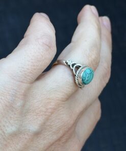 Sterling Silver Turquoise Stone Ring Size L