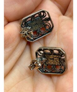 Vintage Cherry amber Studs, Dangle Earrings - Magic Squares 144