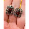 Vintage Cherry amber Studs, Dangle Earrings - Magic Squares 144