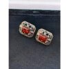 Vintage Cherry amber Studs, Dangle Earrings - Magic Squares 144