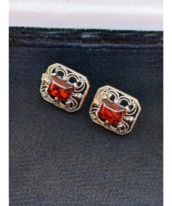 Vintage Cherry amber Studs, Dangle Earrings - Magic Squares 144