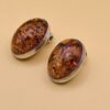 Simple Baltic Honey Amber Sterling Silver Oval Cabochon Clip On Earrings