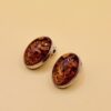 Simple Baltic Honey Amber Sterling Silver Oval Cabochon Clip On Earrings