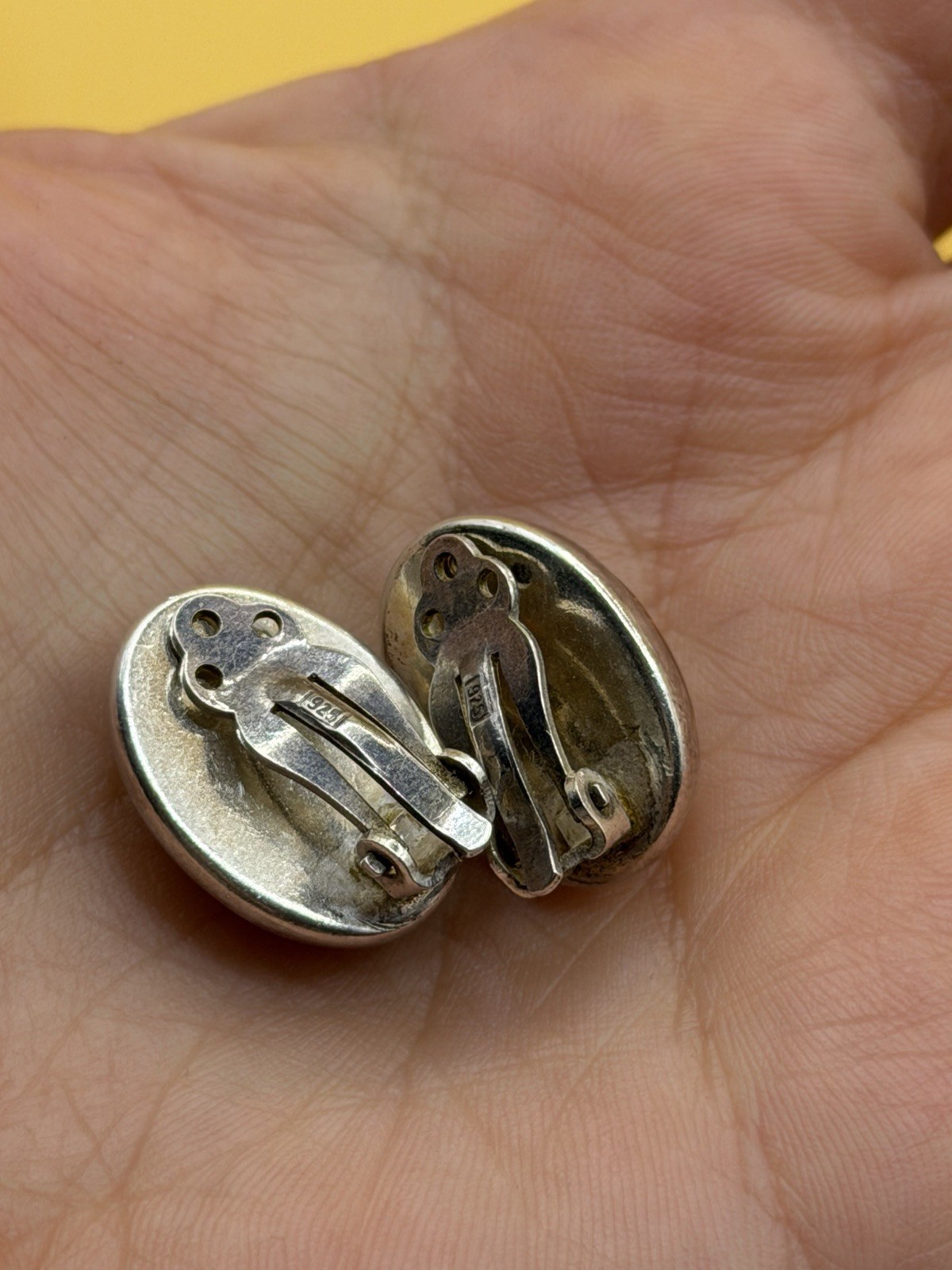 Simple Baltic Honey Amber Sterling Silver Oval Cabochon Clip On Earrings