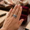 925 Sterling Silver Ring with Emerald Sapphire Moonstone Peridot, UK Size N, Dainty Gemstone Ring