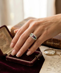 925 Sterling Silver Ring with Emerald Sapphire Moonstone Peridot, UK Size N, Dainty Gemstone Ring