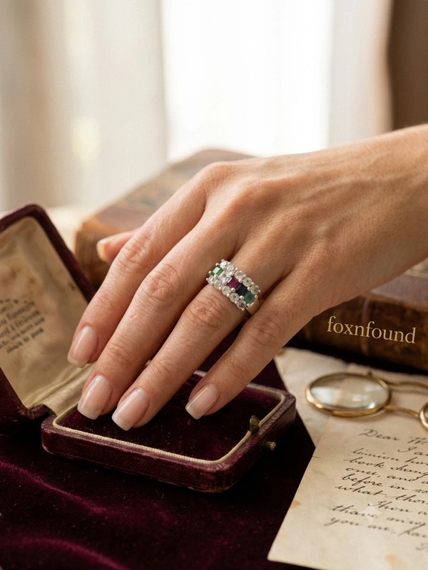 925 Sterling Silver Ring with Emerald Sapphire Moonstone Peridot, UK Size N, Dainty Gemstone Ring