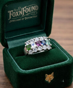 925 Sterling Silver Ring with Emerald Sapphire Moonstone Peridot, UK Size N, Dainty Gemstone Ring