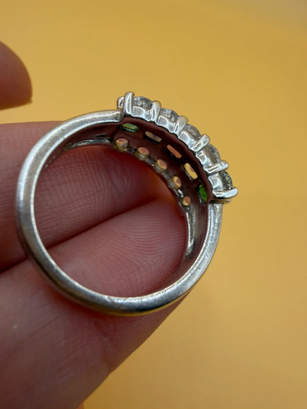 925 Sterling Silver Ring with Emerald Sapphire Moonstone Peridot, UK Size N, Dainty Gemstone Ring