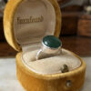 Vintage Sterling Silver Ring with Green Agate Uk size M 1/2