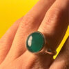 Vintage Sterling Silver Ring with Green Agate Uk size M 1/2