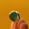 Vintage Sterling Silver Ring with Green Agate Uk size M 1/2