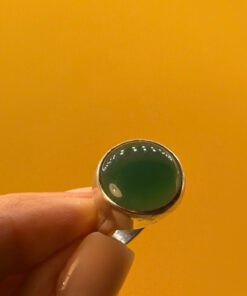 Vintage Sterling Silver Ring with Green Agate Uk size M 1/2
