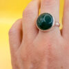 Vintage Sterling Silver Ring with Green Agate Uk size M 1/2