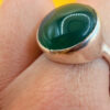 Vintage Sterling Silver Ring with Green Agate Uk size M 1/2