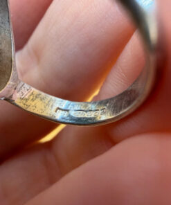 Vintage Sterling Silver Ring with Green Agate Uk size M 1/2