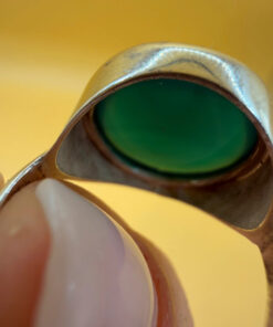 Vintage Sterling Silver Ring with Green Agate Uk size M 1/2