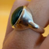 Vintage Sterling Silver Ring with Green Agate Uk size M 1/2