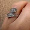Seraphina Sterling Winged Pavé Ring – Unique Crossover Design, Size K