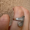 Seraphina Sterling Winged Pavé Ring – Unique Crossover Design, Size K