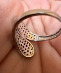 Seraphina Sterling Winged Pavé Ring – Unique Crossover Design, Size K