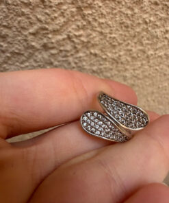 Seraphina Sterling Winged Pavé Ring – Unique Crossover Design, Size K