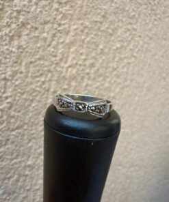 Art Deco Inspired Marcasite Bow Ring in Sterling Silver – Size O