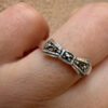 Art Deco Inspired Marcasite Bow Ring in Sterling Silver – Size O