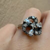 Authentic Style Soviet Silver Statement Ring with Pear-Cut Accents – Size K