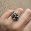 Authentic Style Soviet Silver Statement Ring with Pear-Cut Accents – Size K