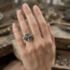 Authentic Style Soviet Silver Statement Ring with Pear-Cut Accents – Size K