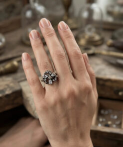Authentic Style Soviet Silver Statement Ring with Pear-Cut Accents – Size K