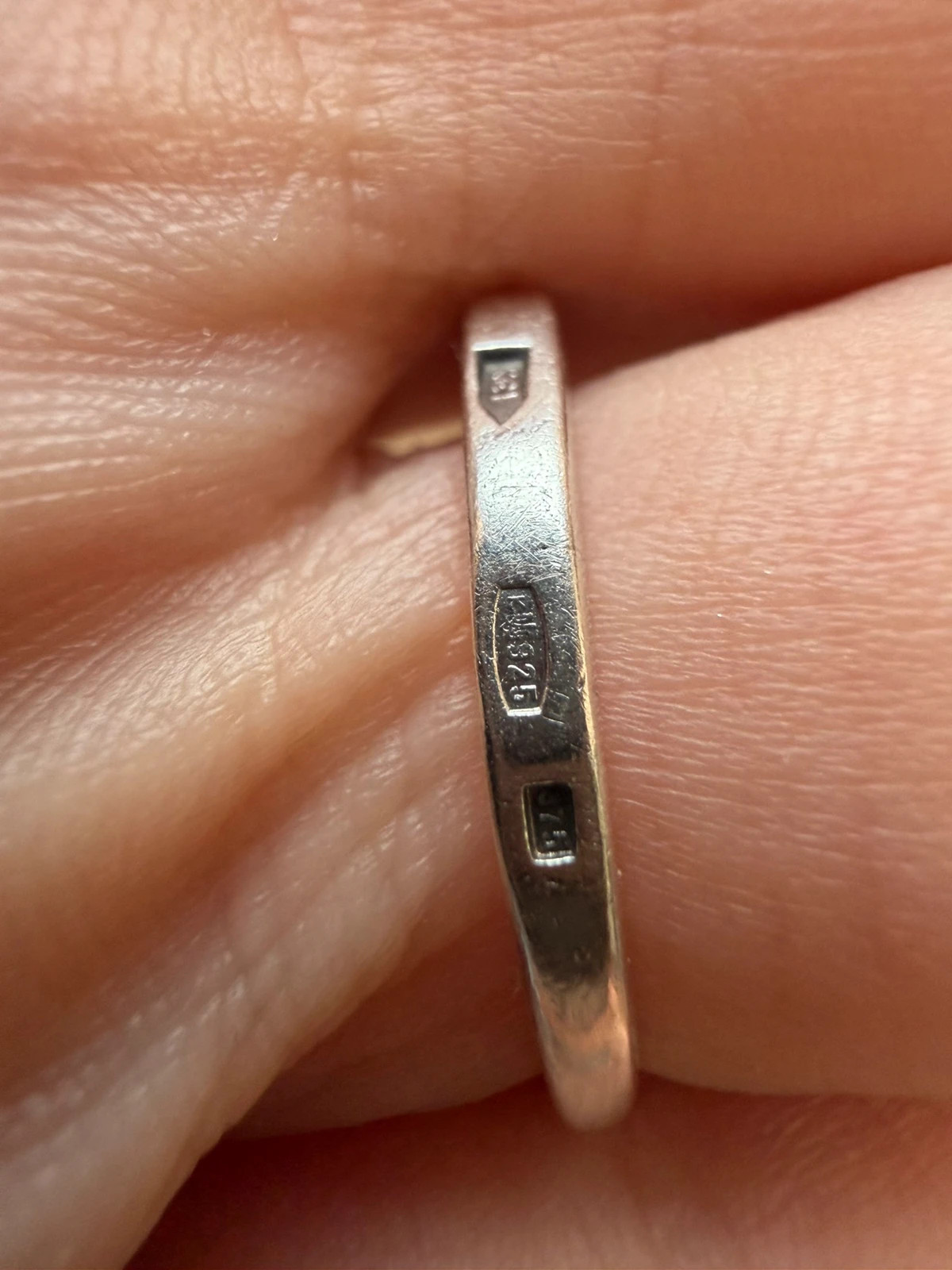 Unusual sterling silver ring, size L