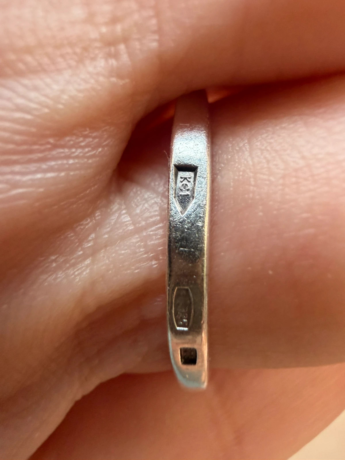 Unusual sterling silver ring, size L