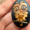 Soviet Wooden Owl Brooch – Handcrafted Natural Straw Inlay Art (1960s-70s)