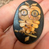 Soviet Wooden Owl Brooch – Handcrafted Natural Straw Inlay Art (1960s-70s)