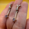 925 Sterling Silver Amethyst Drop Stud Earrings