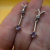 925 Sterling Silver Amethyst Drop Stud Earrings