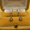925 Sterling Silver Amethyst Drop Stud Earrings